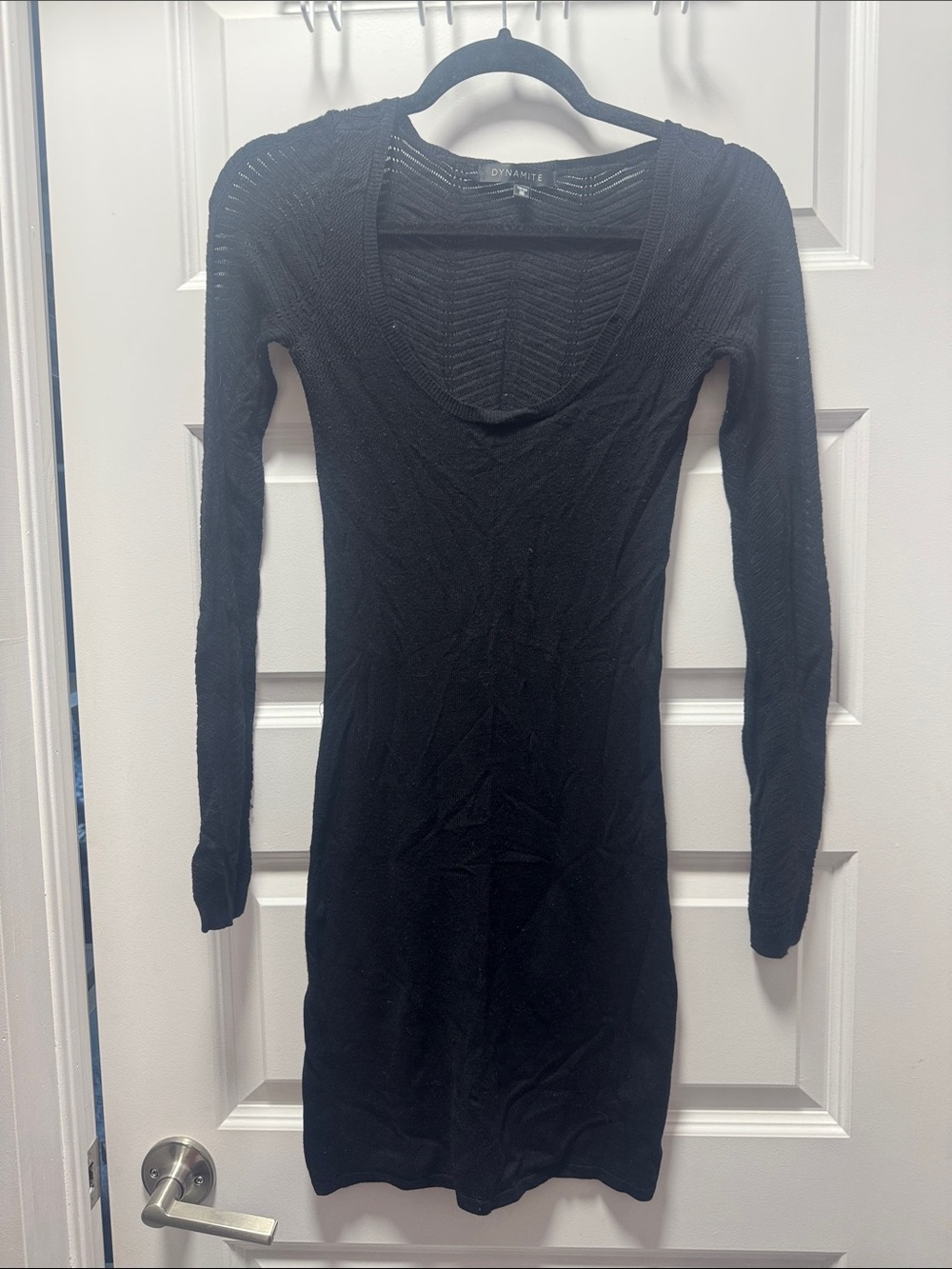 Dynamite Black Ribbed Long Sleeve Bodycon Dress